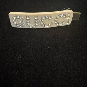 Gucci Beige Hair Clip with Crystal Embellishments